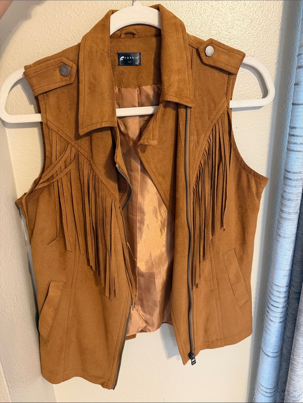Suede Fringe Vest - Camel Brown